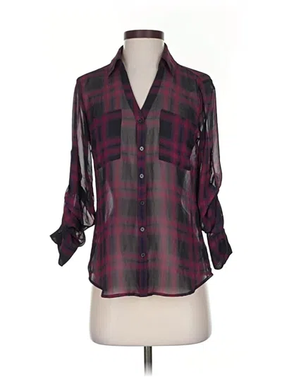 Pre-owned Express Outlet 3/4 Sleeve Blouse In Burgundy