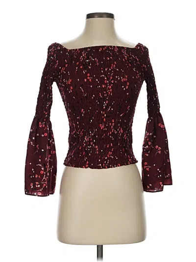 Pre-owned Express Outlet 3/4 Sleeve Blouse In Burgundy