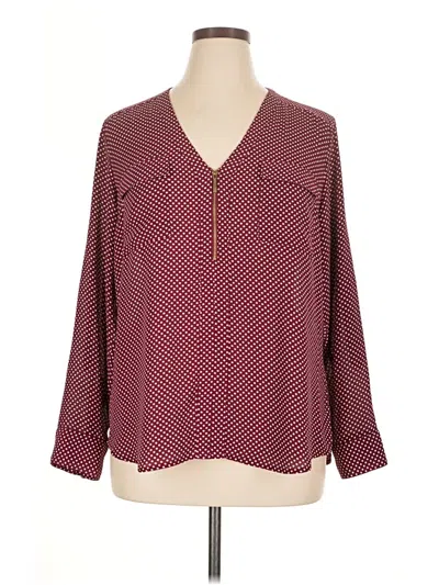 Pre-owned Express Outlet 3/4 Sleeve Blouse In Burgundy
