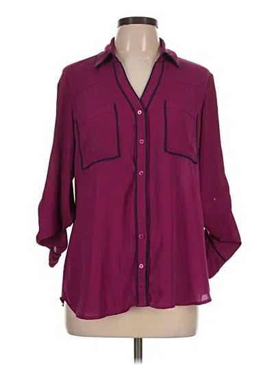 Pre-owned Express Outlet 3/4 Sleeve Blouse In Burgundy