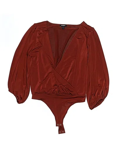 Pre-owned Express Outlet 3/4 Sleeve Blouse In Burgundy