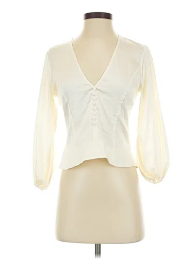 Pre-owned Express Outlet 3/4 Sleeve Blouse In Ivory