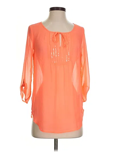 Pre-owned Express Outlet 3/4 Sleeve Blouse In Orange