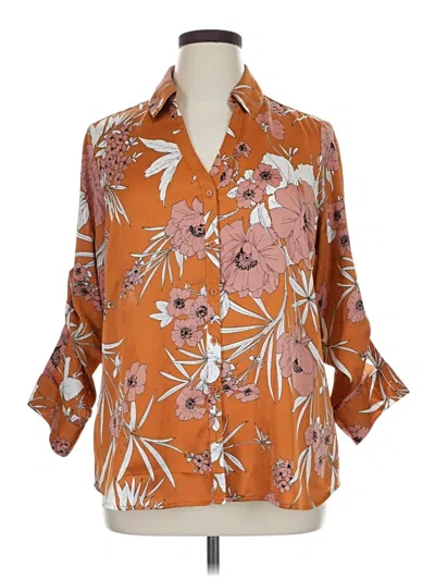 Pre-owned Express Outlet 3/4 Sleeve Blouse In Orange