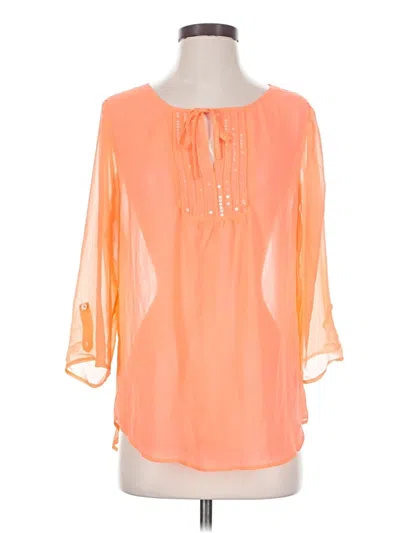 Pre-owned Express Outlet 3/4 Sleeve Blouse In Orange