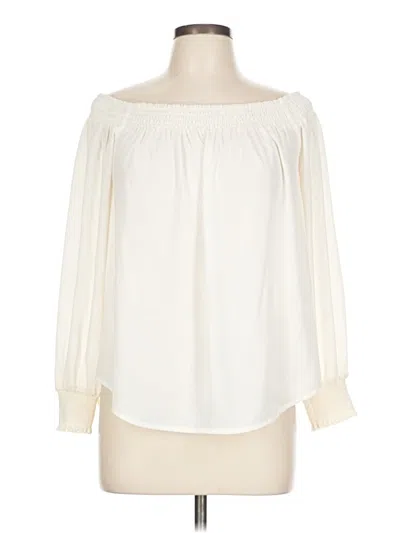 Pre-owned Express Outlet 3/4 Sleeve Blouse In White