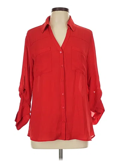 Pre-owned Express Outlet 3/4 Sleeve Button Down Shirt In Red