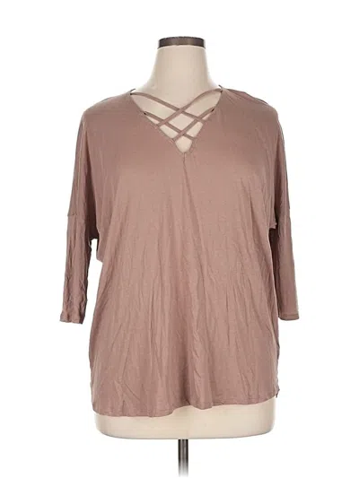 Pre-owned Express Outlet 3/4 Sleeve T-shirt In Brown