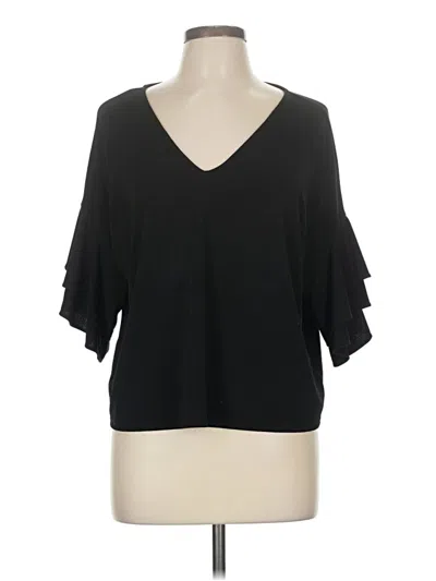 Pre-owned Express Outlet 3/4 Sleeve Top Black Cold Shoulder Neckline Tops