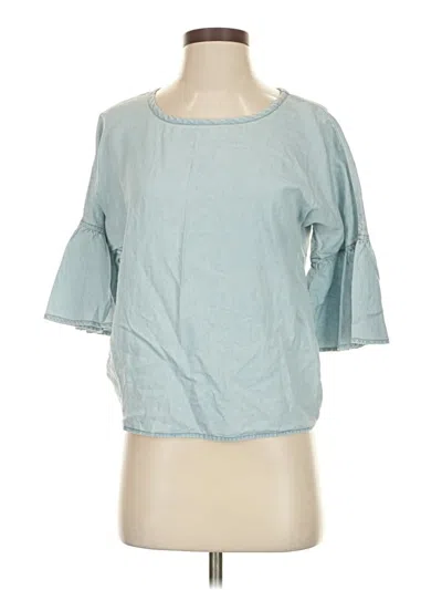 Pre-owned Express Outlet 3/4 Sleeve Top Blue Boatneck Tops
