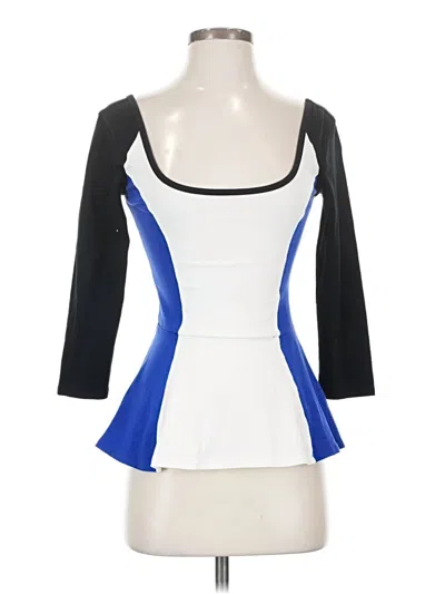 Pre-owned Express Outlet 3/4 Sleeve Top Blue Square Neckline Tops