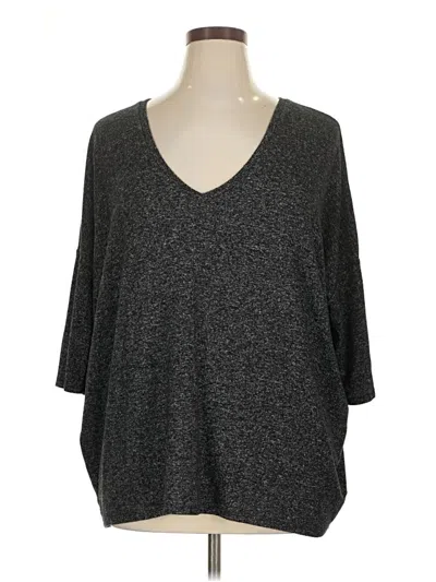 Pre-owned Express Outlet 3/4 Sleeve Top Gray V Neck Tops
