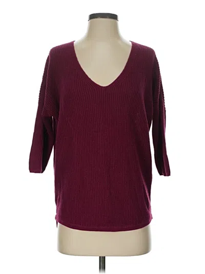 Pre-owned Express Outlet 3/4 Sleeve T-shirt In Burgundy