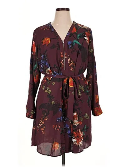 Pre-owned Express Outlet Casual Dress In Burgundy