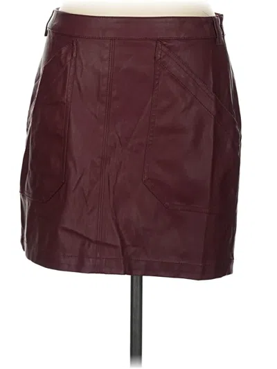 Pre-owned Express Outlet Faux Leather Skirt In Burgundy