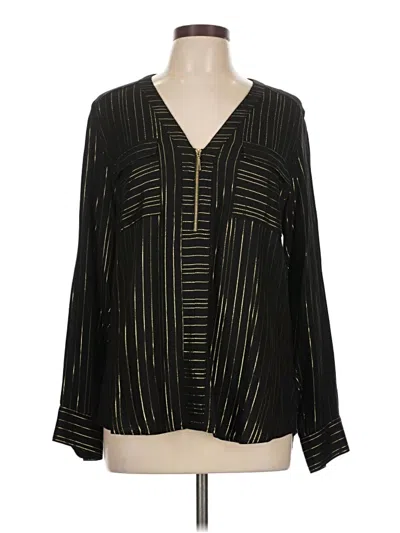 Pre-owned Express Outlet Long Sleeve Blouse In Black