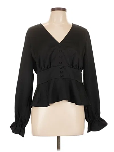 Pre-owned Express Outlet Long Sleeve Blouse In Black