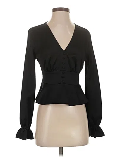Pre-owned Express Outlet Long Sleeve Blouse In Black