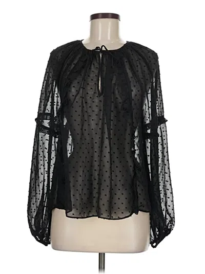 Pre-owned Express Outlet Long Sleeve Blouse In Black