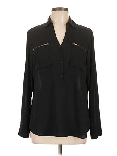 Pre-owned Express Outlet Long Sleeve Blouse In Black
