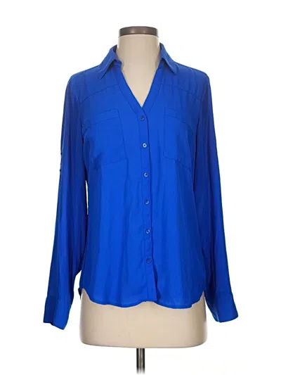 Pre-owned Express Outlet Long Sleeve Blouse In Blue