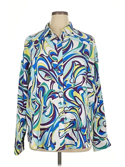 Pre-owned Express Outlet Long Sleeve Blouse In Blue