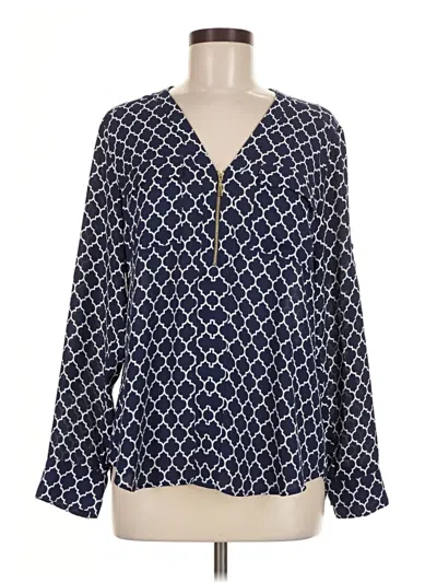 Pre-owned Express Outlet Long Sleeve Blouse In Blue
