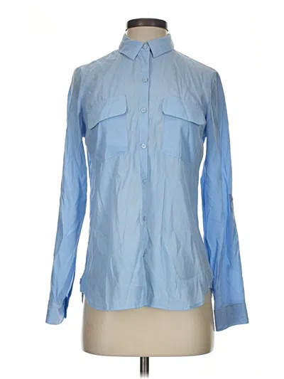 Pre-owned Express Outlet Long Sleeve Blouse In Blue