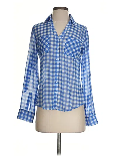 Pre-owned Express Outlet Long Sleeve Blouse In Blue