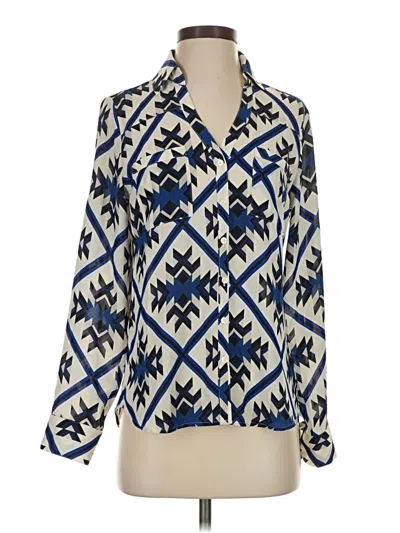 Pre-owned Express Outlet Long Sleeve Blouse In Blue