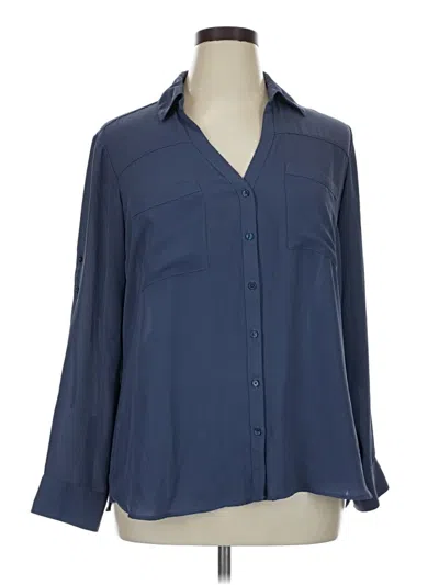 Pre-owned Express Outlet Long Sleeve Blouse In Blue