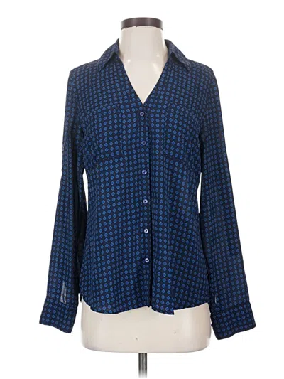 Pre-owned Express Outlet Long Sleeve Blouse In Blue