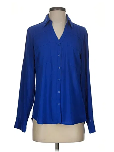 Pre-owned Express Outlet Long Sleeve Blouse In Blue