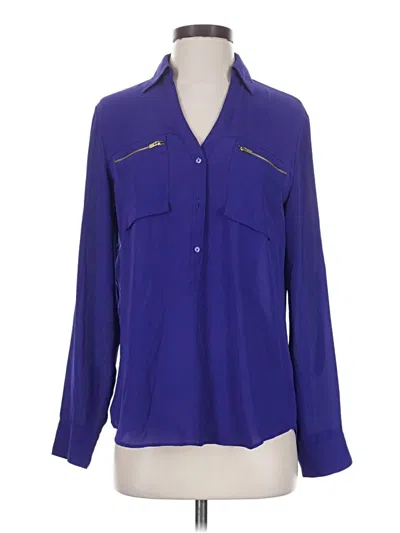 Pre-owned Express Outlet Long Sleeve Blouse In Blue