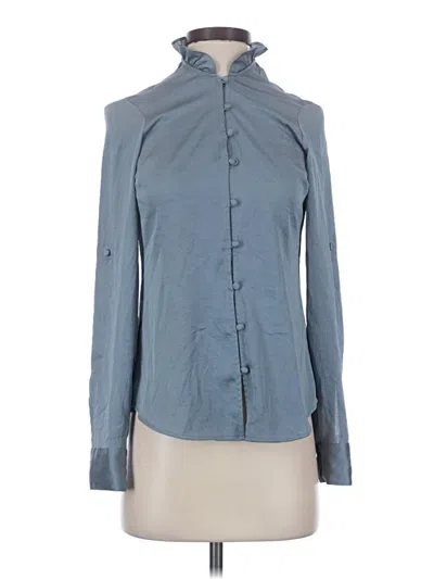Pre-owned Express Outlet Long Sleeve Blouse In Blue