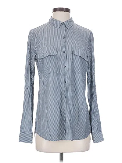 Pre-owned Express Outlet Long Sleeve Blouse In Blue
