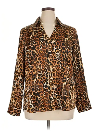 Pre-owned Express Outlet Long Sleeve Blouse In Brown