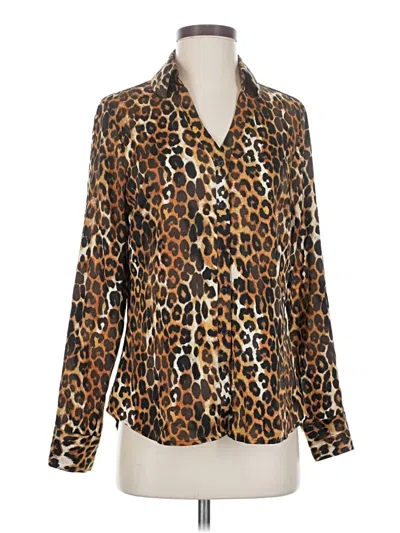 Pre-owned Express Outlet Long Sleeve Blouse In Brown