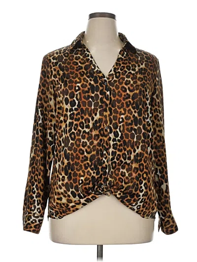Pre-owned Express Outlet Long Sleeve Blouse In Brown
