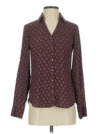 Pre-owned Express Outlet Long Sleeve Blouse In Burgundy
