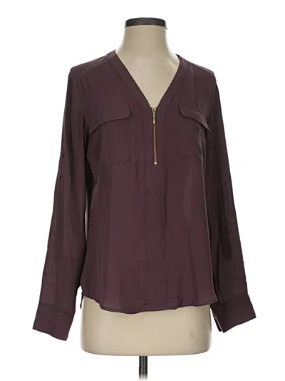 Pre-owned Express Outlet Long Sleeve Blouse In Burgundy
