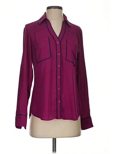 Pre-owned Express Outlet Long Sleeve Blouse In Burgundy