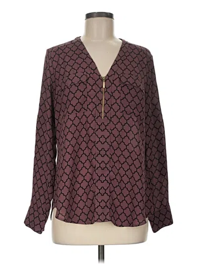 Pre-owned Express Outlet Long Sleeve Blouse In Burgundy
