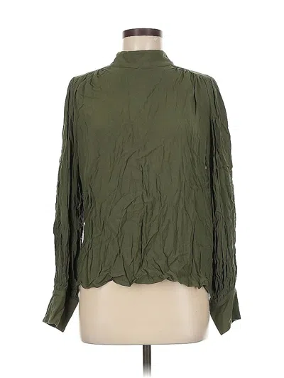 Pre-owned Express Outlet Long Sleeve Blouse In Green