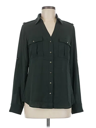 Pre-owned Express Outlet Long Sleeve Blouse In Green