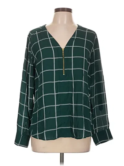 Pre-owned Express Outlet Long Sleeve Blouse In Green