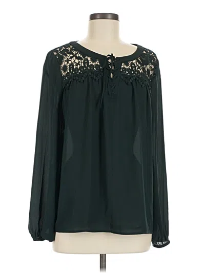 Pre-owned Express Outlet Long Sleeve Blouse In Green