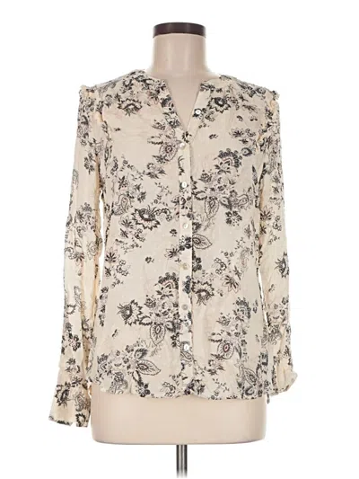 Pre-owned Express Outlet Long Sleeve Blouse In Ivory