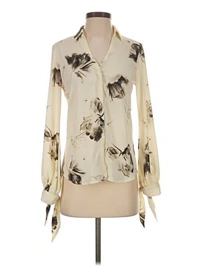 Pre-owned Express Outlet Long Sleeve Blouse In Ivory