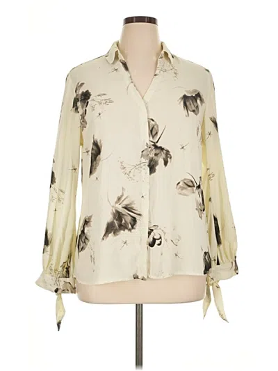 Pre-owned Express Outlet Long Sleeve Blouse In Ivory